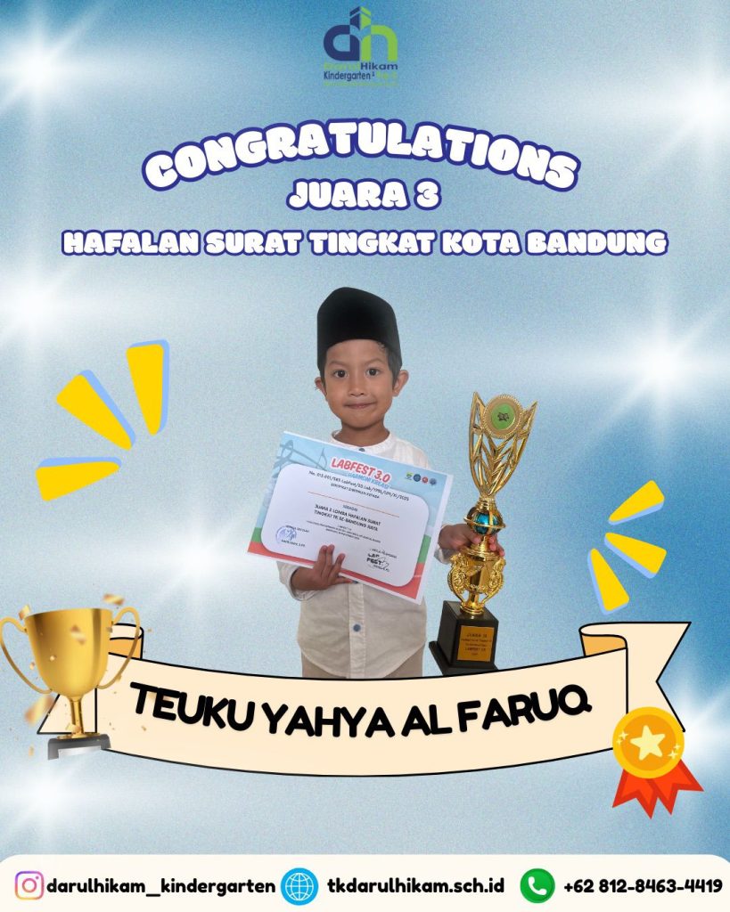 Congratulations on your achievement in the Bandung City-Level Surah Memorization Competition!